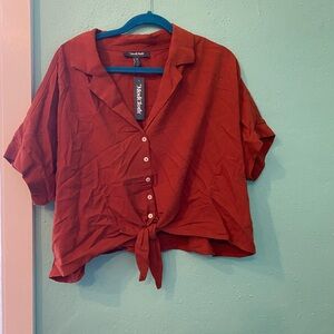 Red Button-Up ModCloth crop top